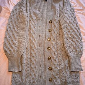 Derek Heart Cable Knit Cardigan - Cream